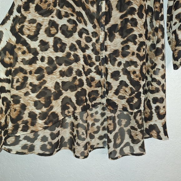 Ivy Jane Leopard Print Semi-Sheer Boho Hi Low Tunic/Dress Size XS - Picture 6 of 9